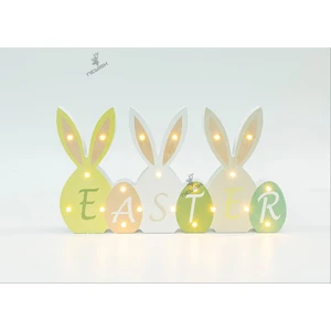Newish Easter Bunny Home Handicraft Products Creative Gifts Wood Decoration Led Light