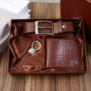 2026 Trending Men's Premium Business Gift Set Luxury New Year Watch Keychain Wallet Belt for Thanksgiving Christmas Father's Day