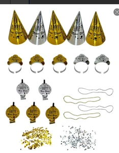 New 5-piece New Year Party Supplies - Paper Hats, Speakers, Headbands, Decorations