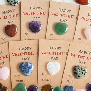 Children's Valentine's Day Gift for School Party Gift Exchange and Home Decoration Heart-Shaped Natural Crystal Card