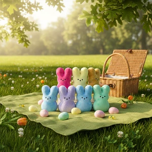 Cross-border Baby Easter Plush Rabbit Doll Cute Colorful 0-10cm Home Festival Decorations Gift