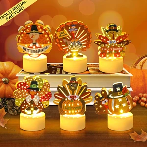 2026 Thanksgiving Holiday Supplies Turkey Tea Light LED Flameless Candles Tealight Home Kitchen Party Fall Festival Decorations