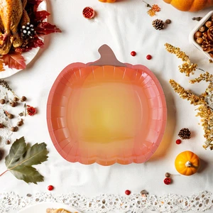 Modern Halloween Pumpkin Paper Plates Disposable Tableware for Thanksgiving Party Holiday Decorations