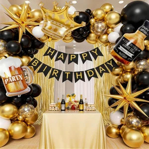 1 Best-selling Aluminum Black Gold Theme Birthday Party Decorations Balloon Set Adults Valentine's Day Romantic Couples'