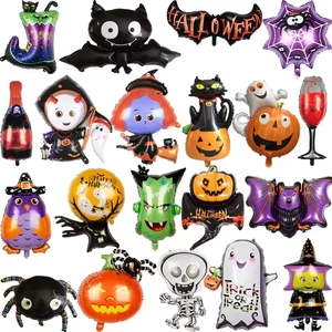 Halloween Pumpkin Ghost Balloons Bat Spider Witch Monster Head Foil Balloon Inflatable Kids Toys for Halloween Party Supplies