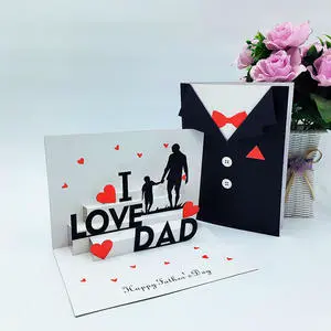 Custom 3D Father's Day Greeting Card My Best Dad Paper Carving Handmade Blessing Gift Creative Message Christmas Eco-Friendly