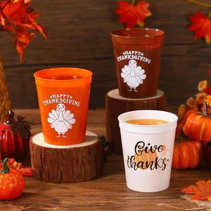 Eco-Friendly Thanksgiving Pumpkin PP Cup 16 oz Direct Drinking Wine Glass for Thanksgiving Parties