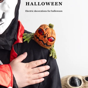 Halloween Blinking Pumpkin Monster Shoulder Prop Latex Costume Prank Toy Cosplay Party Haunted House Decoration Adult Kids