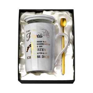 Best Dad Mug with Gold Lettering 400 ml Grey Marble Expectant Father Gift Box Birthday Gift for Dad Father's Day Papa Gifts