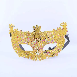 Halloween Costume Party Carnival Gold Powder Hollow Makeup Mask Venice Mask