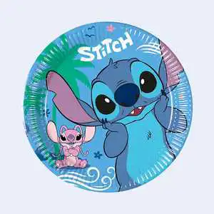 Party Love Stitch Children's Disposable Paper Plates 20cm Round 8Pcs Party Supplies