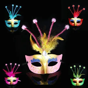 New Venice Half Face Princess Gold Powder Painted Feather Strip Stage Performance Adult Children Mask
