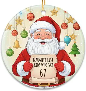 Custom Santa Claus Ceramic Christmas Ornament Personalized Round Sublimation Ceramic Hanging Ornament Factory Wholesale