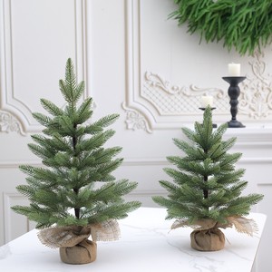 New Christmas Decorations PE Burlap-Wrapped Base Mini Desktop Christmas Tree Room Desktop Living Room Decoration