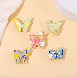 High Quality Creative Flower Butterfly Lapel Badge Emblem Pin Manufacturer's Wholesale Fashion Design for New Year Angel Theme