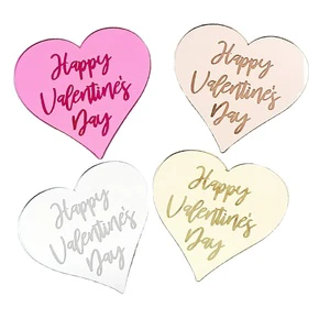 Valentine's Day Gifts Love Heart Cake Insert Acrylic Cupcake Topper Engagement Anniversary Disc Decoration