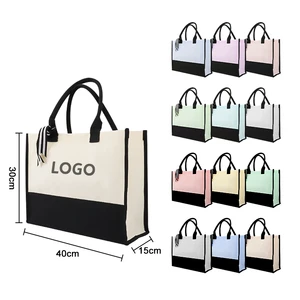 Custom New Fashion Ribbon Tote Bag Thickened Cotton Shopping Bag With Gift Logo