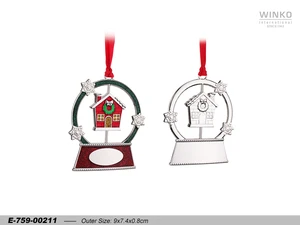 Winko XMAS ORN Christmas Ornament Hanging Decoration Ornament, Snowglobe Shape Orn, Spinning Home Decor,, Silver Pl/Lacq, E...