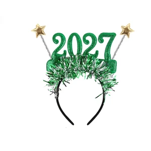 2027 Year-End Festive 4-Pack Christmas/New Year Headbands Colorful Party Favors for Celebrations and Decorations