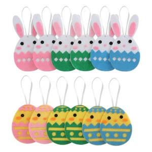 Easter Home Decorations 12PCS Chicks and Bunny Easter Hanging Felt Craft Ornaments to Decorate the Table, Door, Tree and More