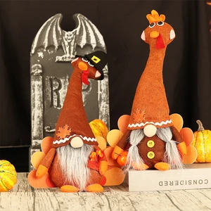 Thanksgiving Turkey Gnome Plush Set Fall Harvest Table Decor Scandinavian Stuffed Doll Ornaments for Autumn Home Display