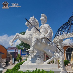 TREVI Hand Carved Antiche Roman European White Marble Warrior Statue Soldier Sculpture
