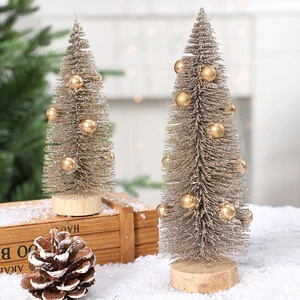 New Product Standing Mini Christmas Tree Artificial Desktop Micro Landscape Ornaments with Pine Needle Sprinkling Powder