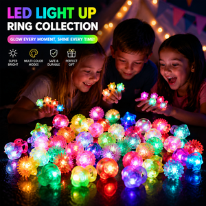 LED Glow Ring Collection, Light Up Color Changing Rings For Kids Party Favors, Festival Decorations, Safe Durable LED Toys