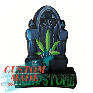 Factory Wholesale Custom Logo Waterproof Inflatable Halloween Gravestone Giant Printed Blow Tombstone Signage Built-In Fan Easy