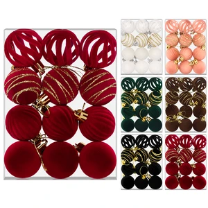 TANG XI Festive Luxury Velvet White Christmas Balls Decorations Set Premium Velvet Tree Pendant Ornaments for Christmas Crafts