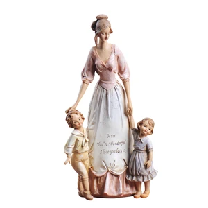 Mother's Day Gifts Resin Mum with Kid Art Statue Mother Day Decoration