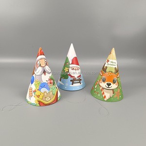 Custom Merry Christmas Paper Hats Party Gifts Dress up for Kids Party Santa Cone Hats Xmas Christmas Decorations