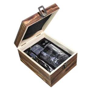 US Warehouse Single Cup Whiskey Glass Gift Set With Stone Ice Cube And Wooden Box For Personalized Laser Engraving Blanks Gift