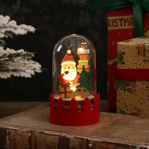 New Product Christmas Led Glowing Ornaments Santa Claus Shaped Decoration Wooden Crafts Holiday Ornament