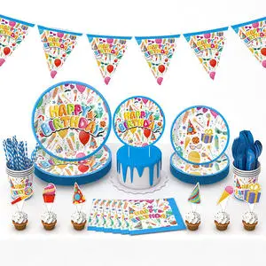 Children's Birthday Party Disposable Paper Plate Paper Plates Tableware Set Boys and Girls Birthday Decoration