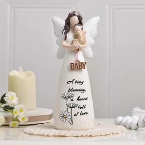 Mother's Day Mom's Birthday Gift Hand drawn Mother and Child Statue Angel Statue Meaningful Gift for Mom