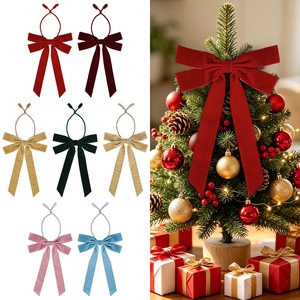 Custom Christmas Tree Garland Ties Large Velvet Bows Reusable Holiday Wreath Bows For Banister Indoor Outdoor Party Decorations