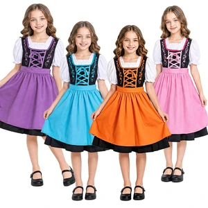 Oktoberfest Kids Cosplay Skirt Girls Traditional German Fraulein Dirndl Bavarian Beer Maid Costume Carnival Children TV Movie