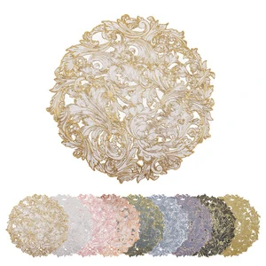 Wholesale Customizad Spray Hot Gold Stamping Pvc Mats Elegant Hallow Mat Wedding Tabletop Decoration Senior Party Supplies
