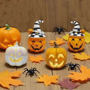 Factory Halloween Holiday Supplies Orange Magic Pumpkin with LED Lights Figure for Party Outdoor Decoration