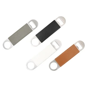 Stainless Steel Wine Opener Flat Bottle Opener With PU Leather Promotional Beer Opener For Party Favor