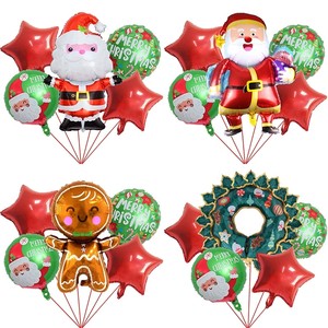 Wholesale Feliz Navidad Cute Santa Cartoon 5 Pcs Sets Aluminum Mylar Helium Decorations Inflatable Party Christmas Foil Balloons
