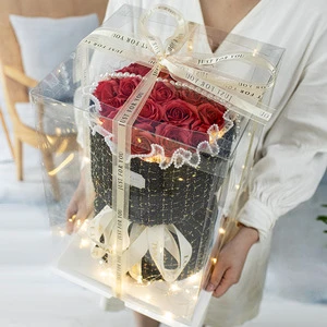 Custom Valentine's Day 19 Roses Soap Flowers,bouquets Birthday Gifts,crushed Ice Orchids for Wife,girlfriend
