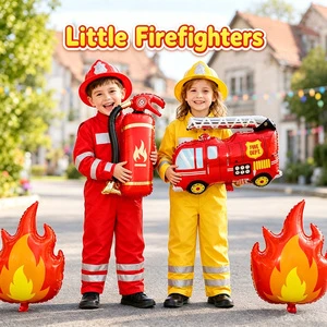 Big Red Fire Flame Balloons Aluminum Decorations for Birthday Children's Party Supplies Professional Foil Balloons