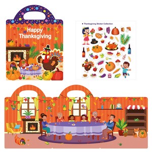 Cross-border New Children's Sticker Book Autumn Farm Harvest Diy Stickers Can Be Repeated Thanksgiving Sticker Books