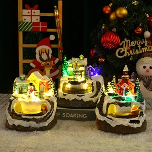 TC Newest LED Christmas Products Table Ornaments for Decoration With Concert Rotating Resin Ornaments for Gifts