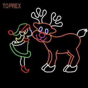 IP65 110V 2D LED Animated Christmas Motif Light Custom Outdoor Commercial Holiday Decoration Display Rope Silhouette Lighting