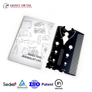 Father's Day Gift Ideas Promotion Gifts Business Giveaways Custom LOGO 18 in 1 Mustache Comb Wallet Men Multi Tool Card for Dad