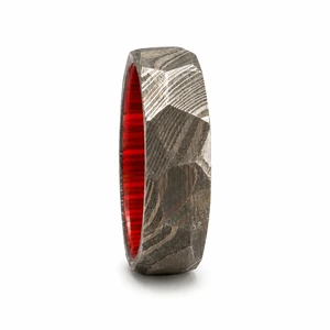 JEXMOO ENTERPRISES Custom Handmade Damascus Steel Ring Digital Printing Ring Box Perfect Father's Day Gift Dad Husband Boyfriend