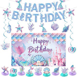 Birthday for Girls Theme Birthday Party Decoration Set Latex Balloons Cake Topper Disposable Easy Assembly Children's Gift